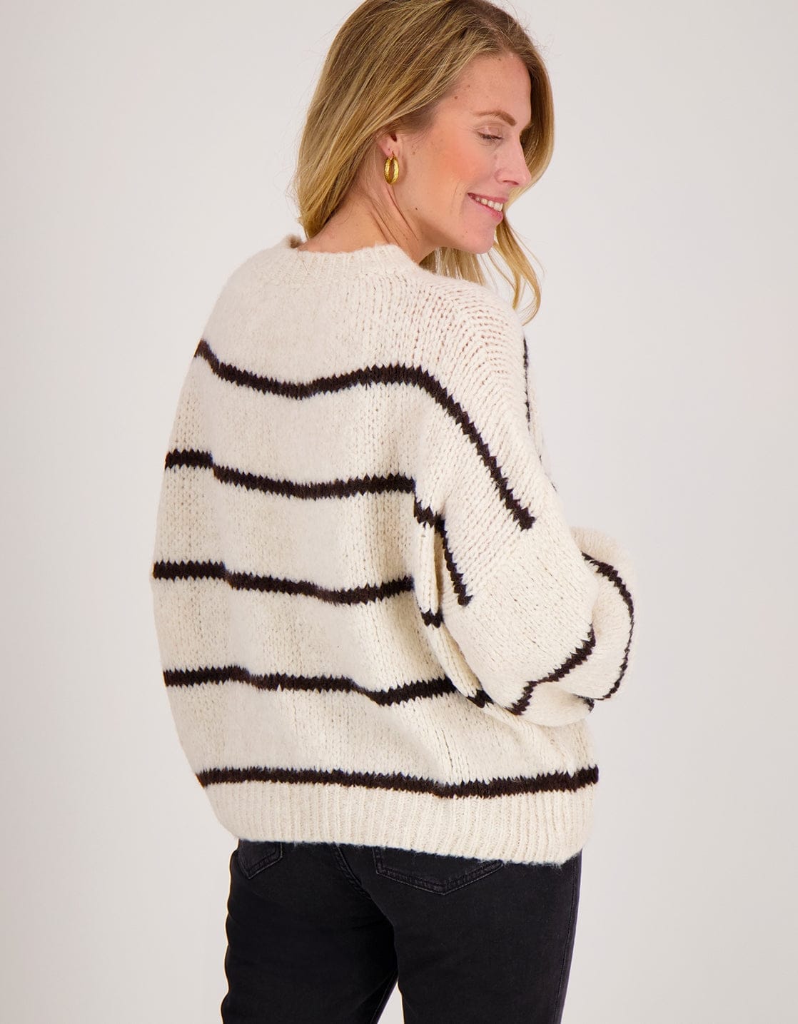 Je m'appelle Tops Pull Stripe | Beige/Chocolate Brown