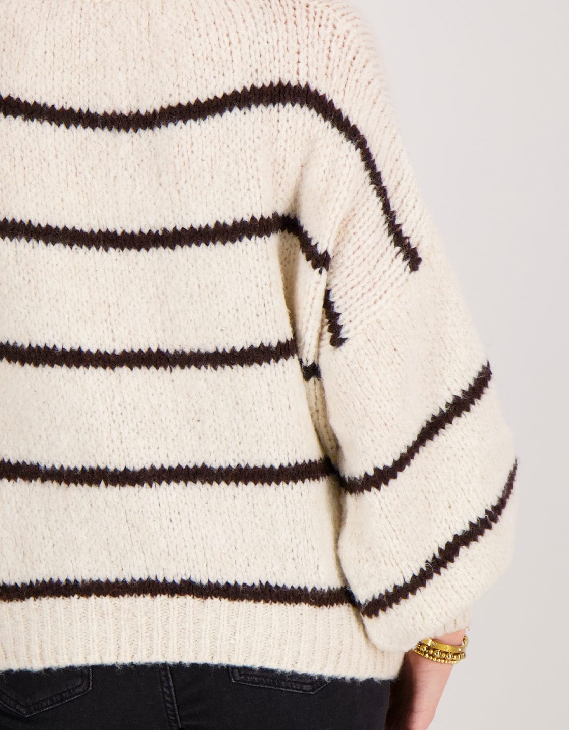 Je m'appelle Tops Pull Stripe | Beige/Chocolate Brown