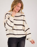 Je m'appelle Tops Pull Stripe | Beige/Chocolate Brown