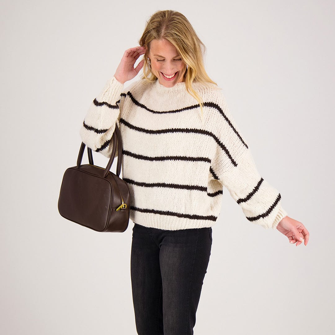 Je m'appelle Tops Pull Stripe | Beige/Zwart