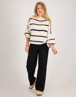 Je m'appelle Tops Pull Stripe | Beige/Zwart
