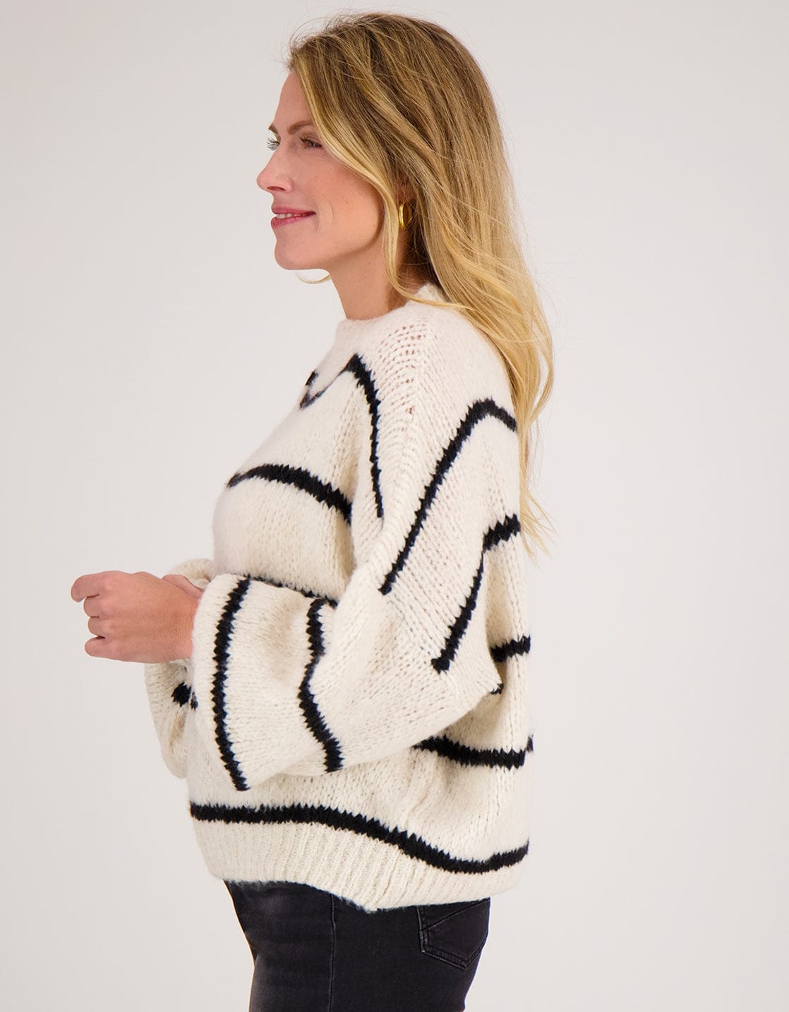 Je m'appelle Tops Pull Stripe | Beige/Zwart