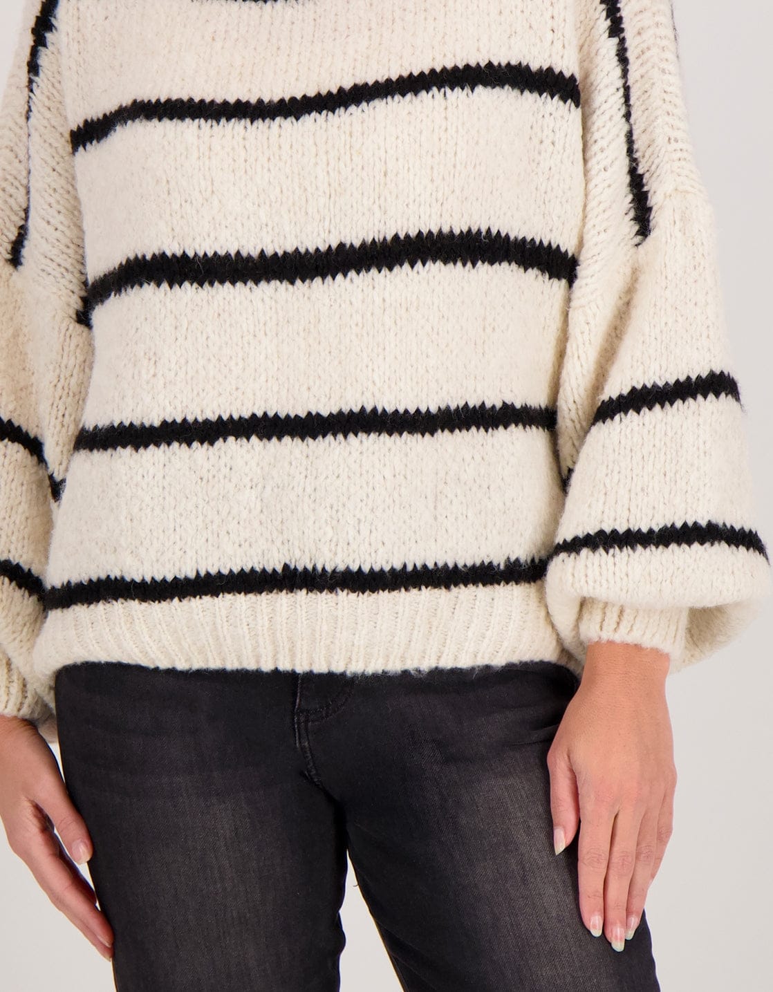 Je m'appelle Tops Pull Stripe | Beige/Zwart