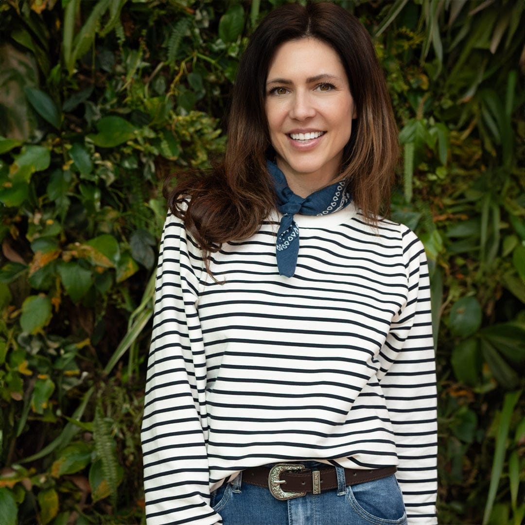 Je m'appelle Tops Porselein Wit / Donkerblauw / XS Sweater Livia | Porselein Wit / Donkerblauw