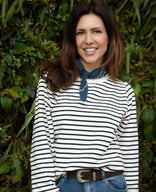 Je m'appelle Tops Sweater Livia | Porselein Wit / Donkerblauw