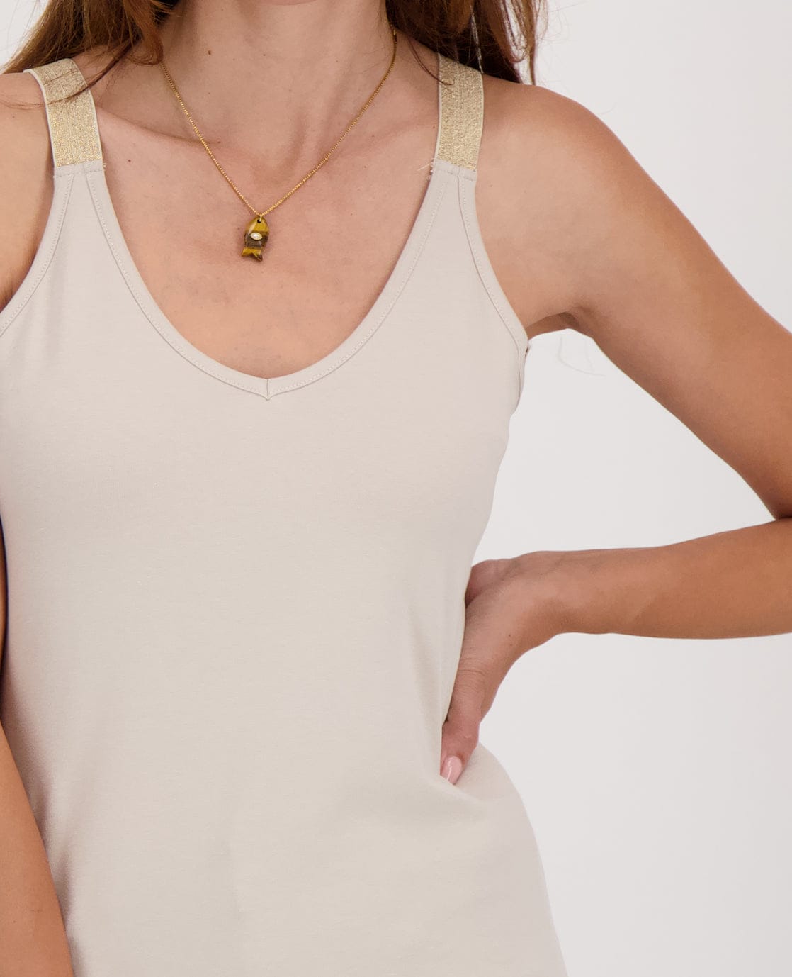 Je m'appelle Tops Tanktop | Dark Greige/Light Gold