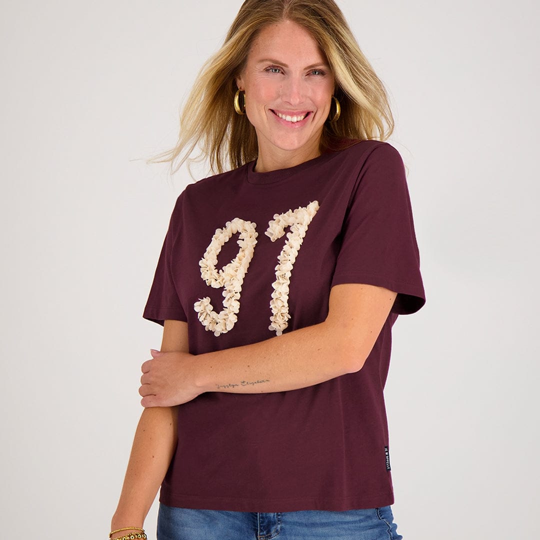 Je m'appelle Tops Burgundy / XS Tee Flower | Burgundy
