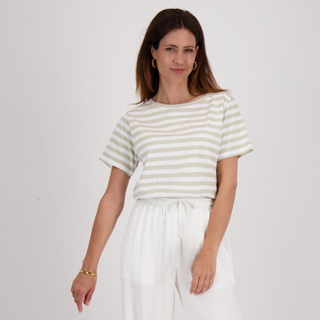 Je m'appelle Tops Off White/Greige / XS Tee Stripes | Off White/Greige