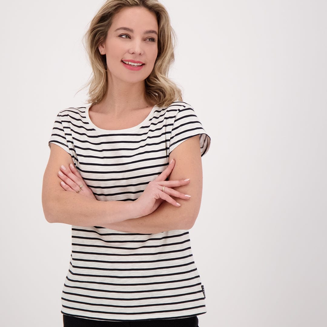 Je m'appelle Tops Ecru/Black / XS Tee Top Stripes | Ecru/Black