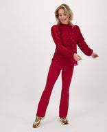 Je m'appelle Tops Top Col Hearts | Ruby Red