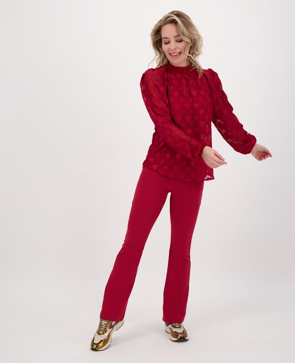 Je m'appelle Tops Top Col Hearts | Ruby Red