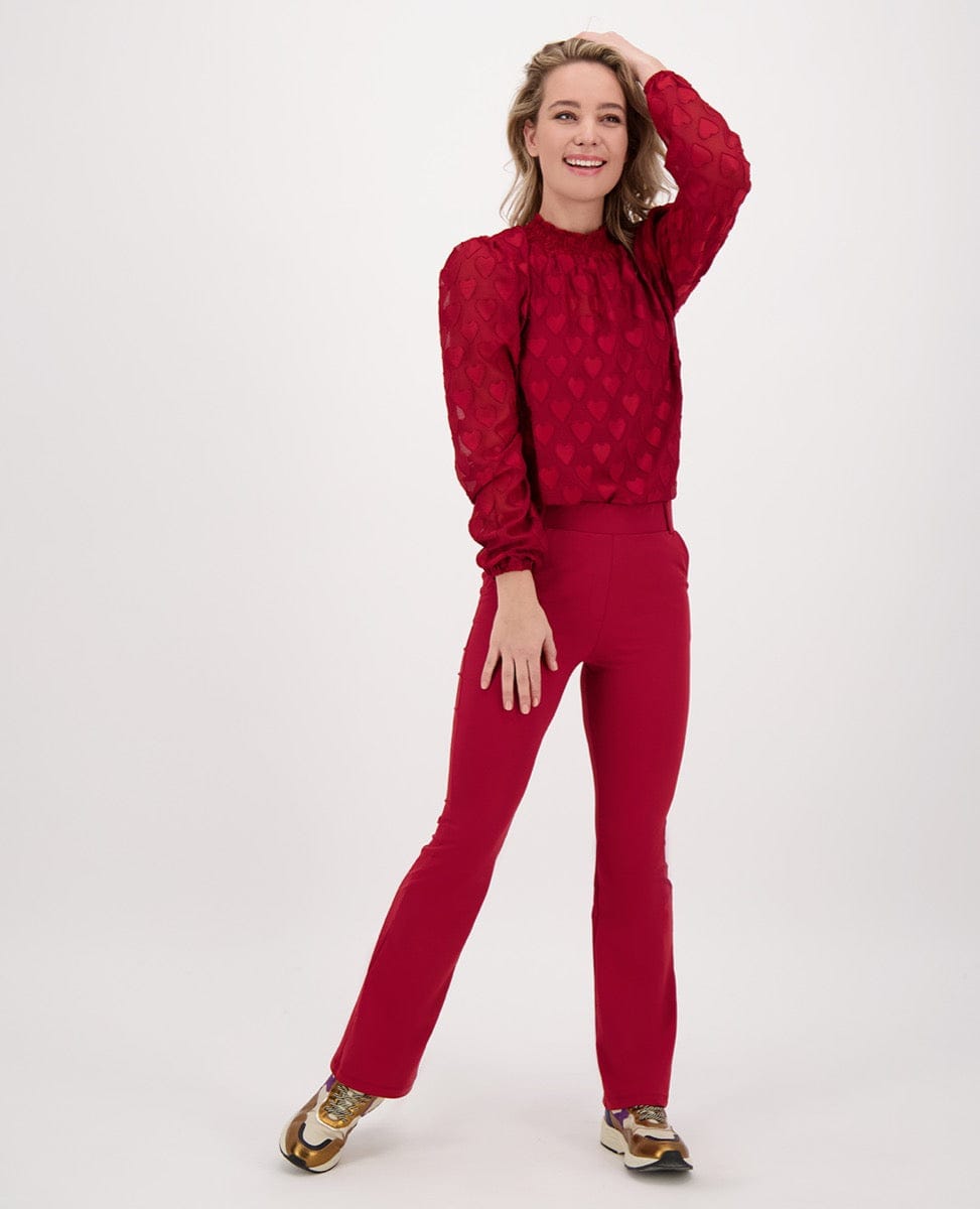 Je m'appelle Tops Top Col Hearts | Ruby Red