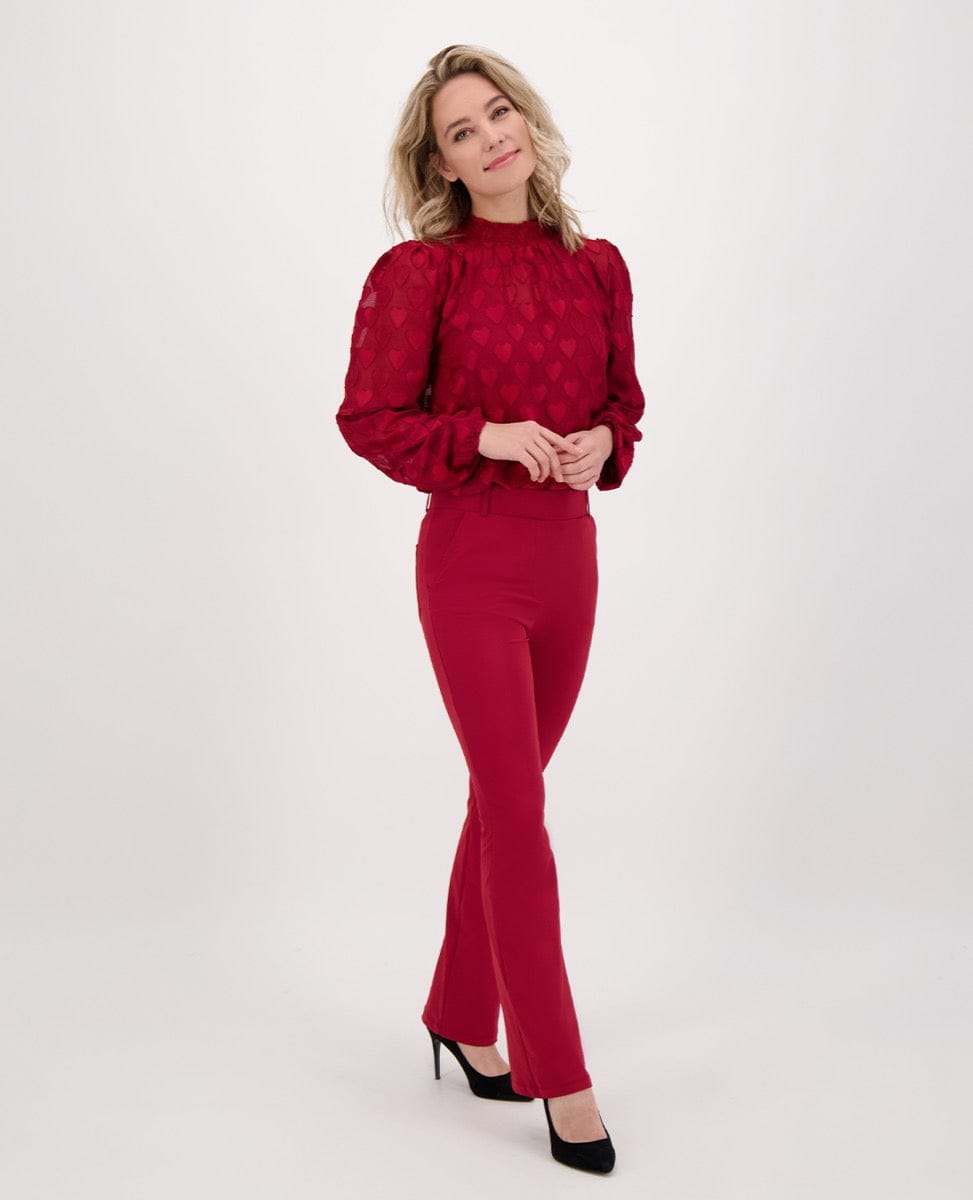 Je m'appelle Tops Top Col Hearts | Ruby Red