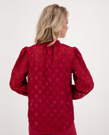 Je m'appelle Tops Top Col Hearts | Ruby Red