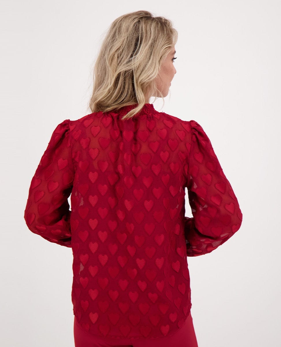 Je m'appelle Tops Top Col Hearts | Ruby Red