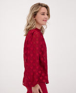 Je m'appelle Tops Top Col Hearts | Ruby Red