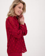 Je m'appelle Tops Top Col Hearts | Ruby Red