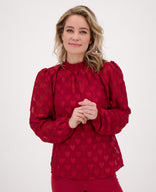 Je m'appelle Tops Top Col Hearts | Ruby Red