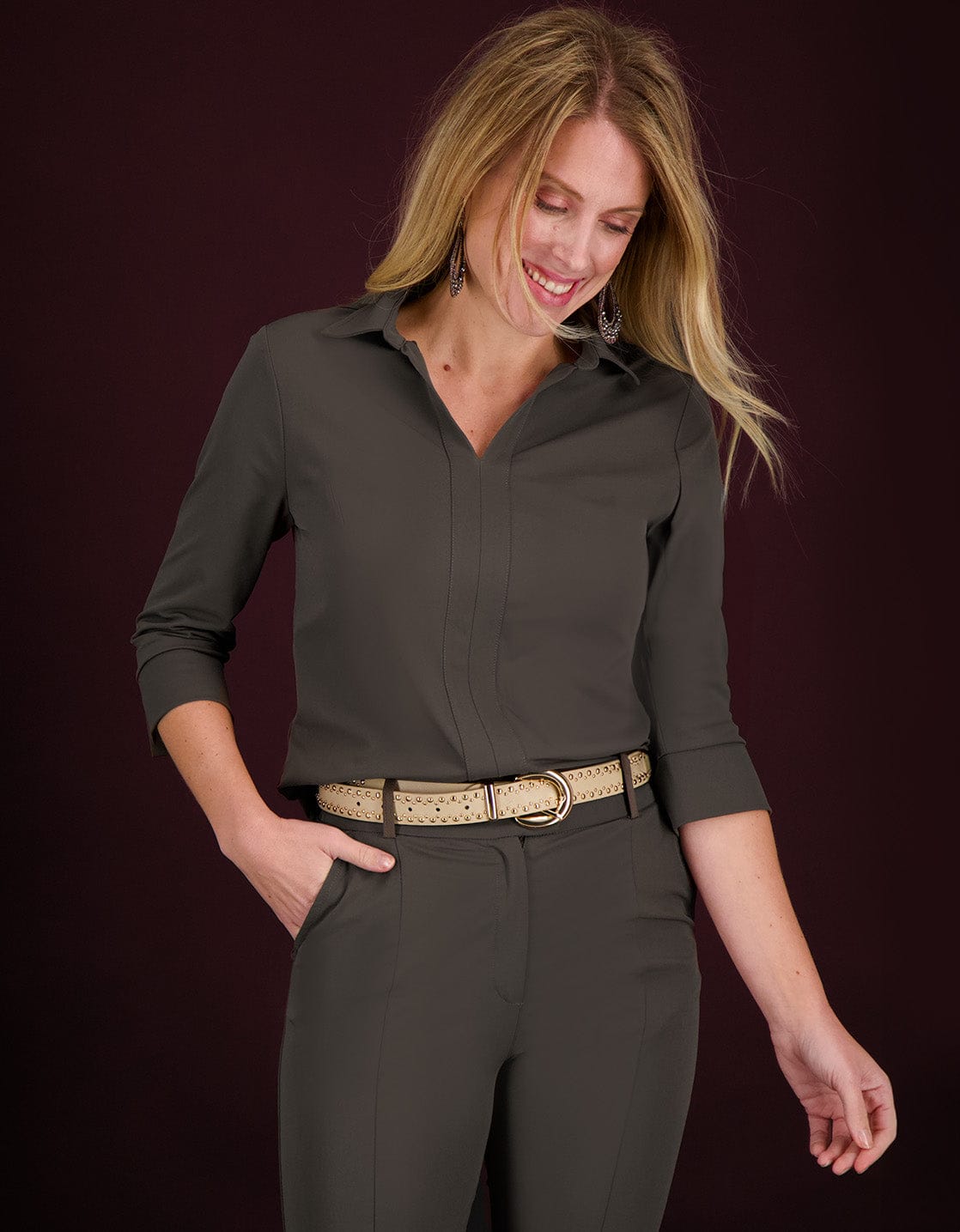 Je m'appelle Tops Dark Taupe / XS Top Collar Travel | Dark Taupe