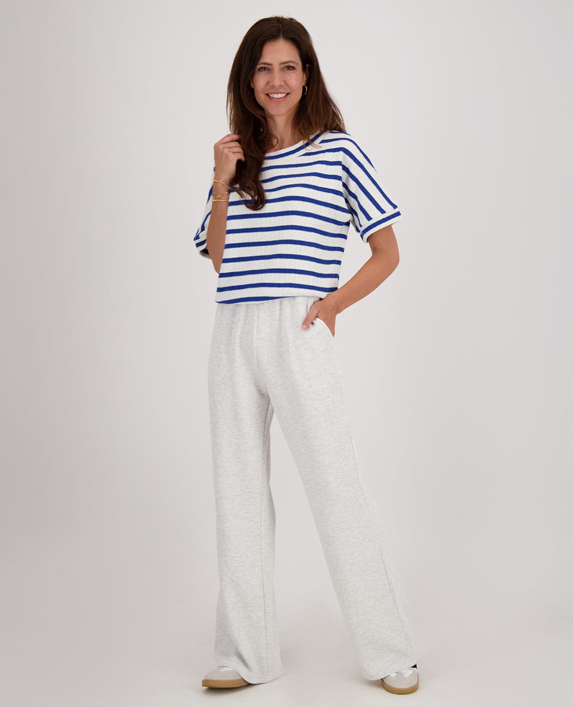 Je m'appelle Tops Top Knitted | Paris Blue/Ecru