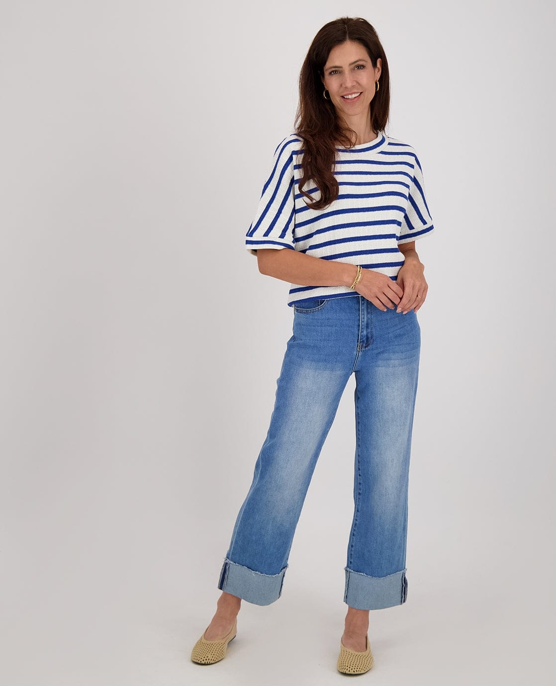 Je m'appelle Tops Top Knitted | Paris Blue/Ecru