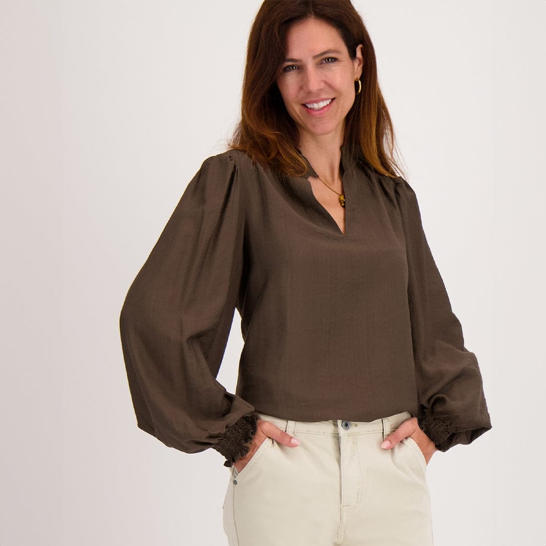 Je m'appelle Tops Cacao Brown / XS Top Ruffle | Cacao Brown