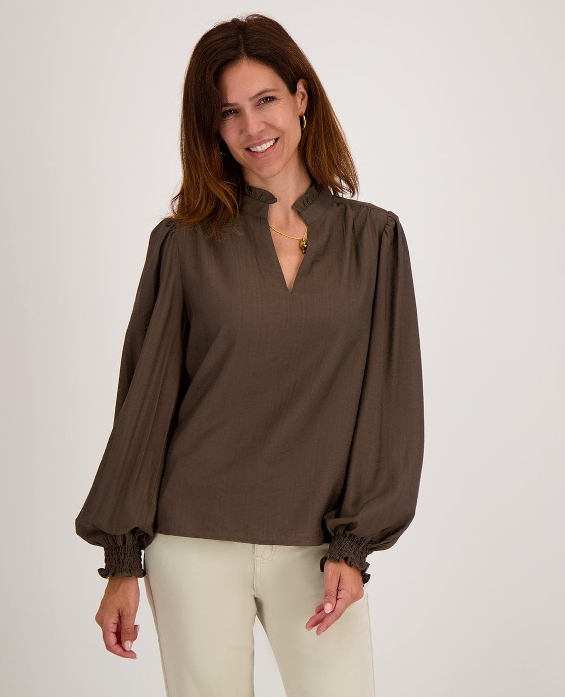 Je m'appelle Tops Top Ruffle | Cacao Brown