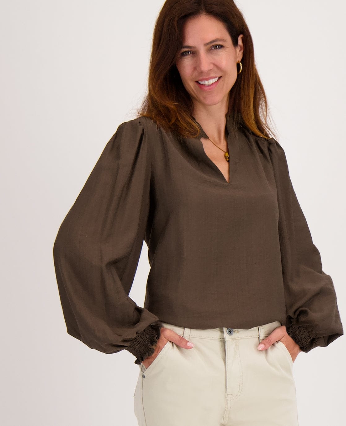 Je m'appelle Tops Top Ruffle | Cacao Brown