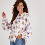 Je m'appelle Tops Multicolor/Blauw / XS Top Ruffle | Multicolor/Blauw