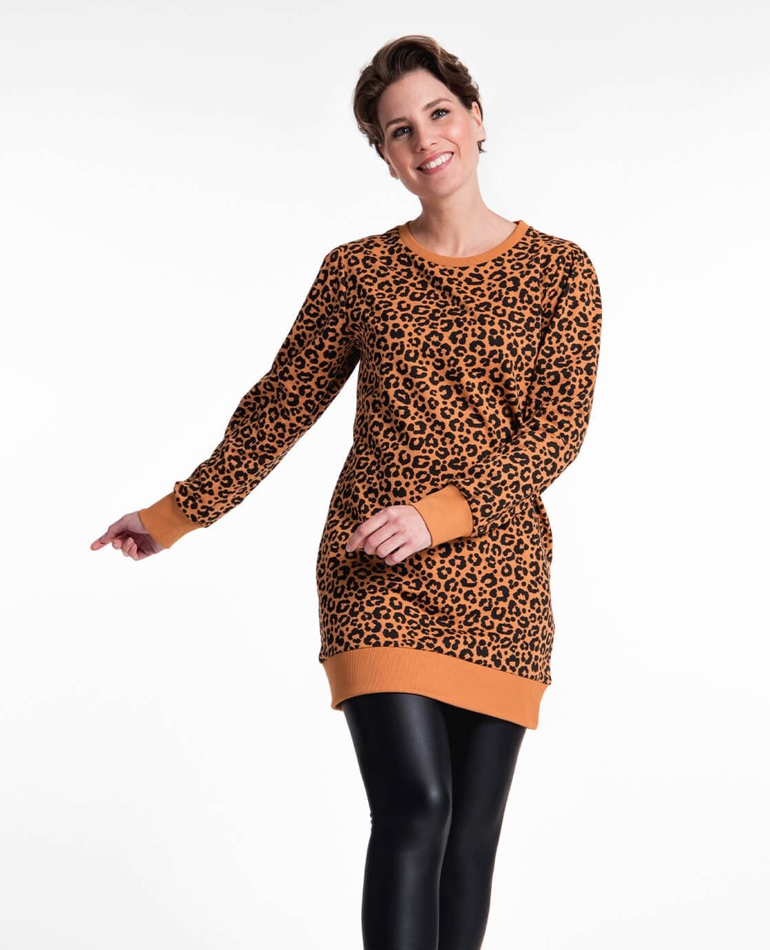 Je m'appelle Tops Tunic Sweater Panthère | Camel / Zwart