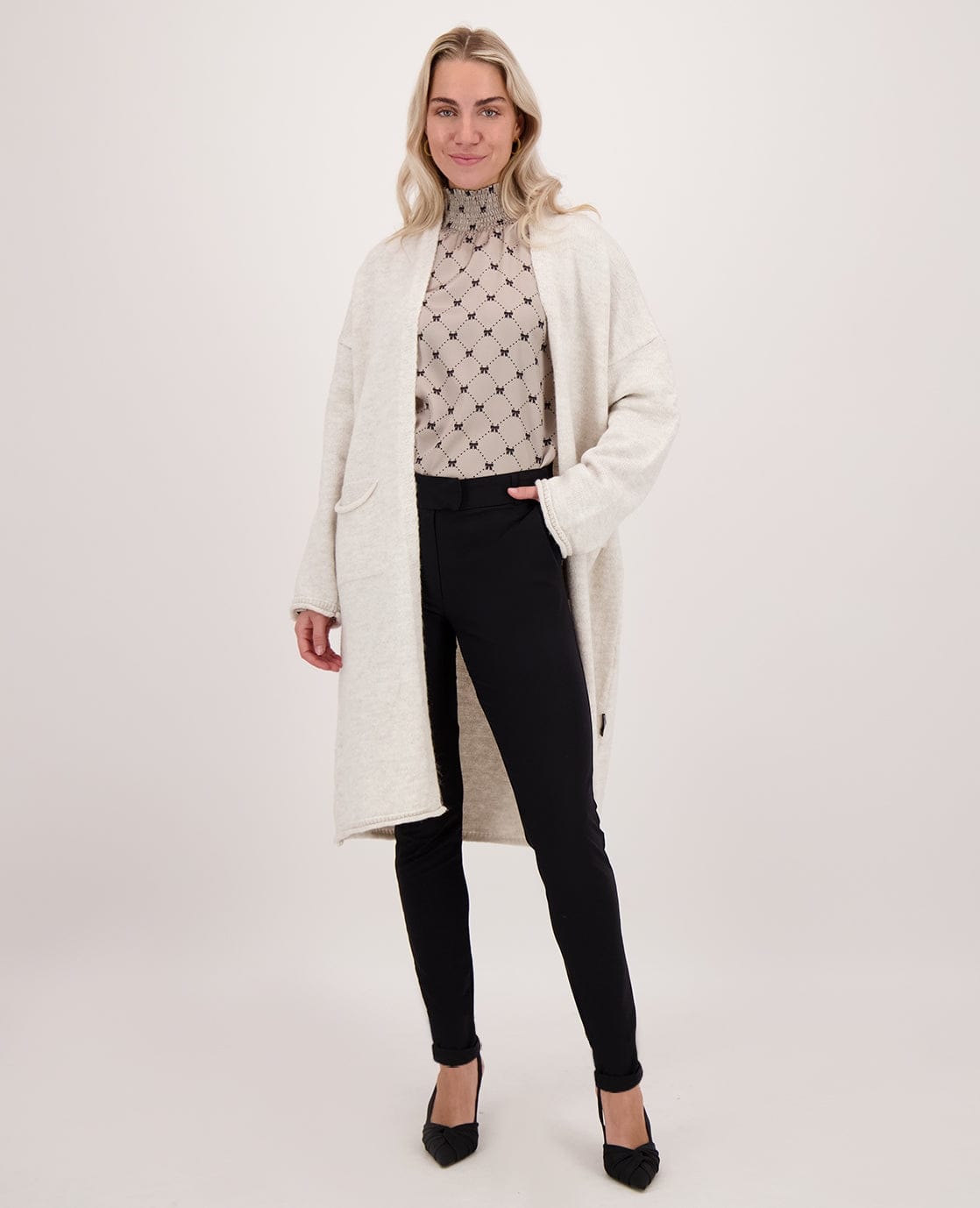 Je m'appelle Vesten Cardigan Knitted | Greige Melange