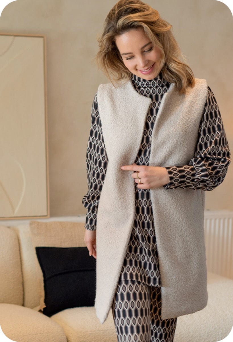 Je m'appelle Vesten Ecru / S/M/L Vest Teddy Bouclé | Ecru