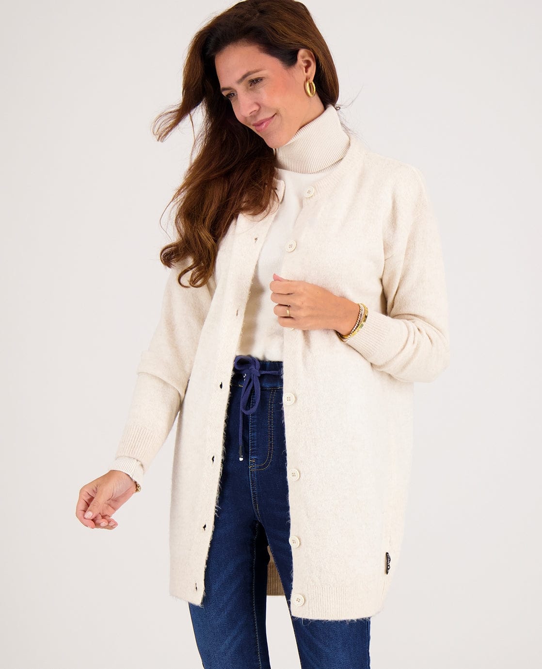 Je m'appelle Vesten Ecru Melange / XS/S Veste Mara Longue | Ecru Melange