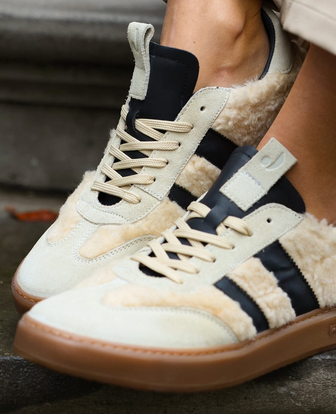 Je m'appelle Schoenen Sneakers Stripes | Greige/Zwart