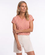 Je m'appelle Tops Off White / Coral Pink / XS Tee Stripes | Off White / Coral Pink