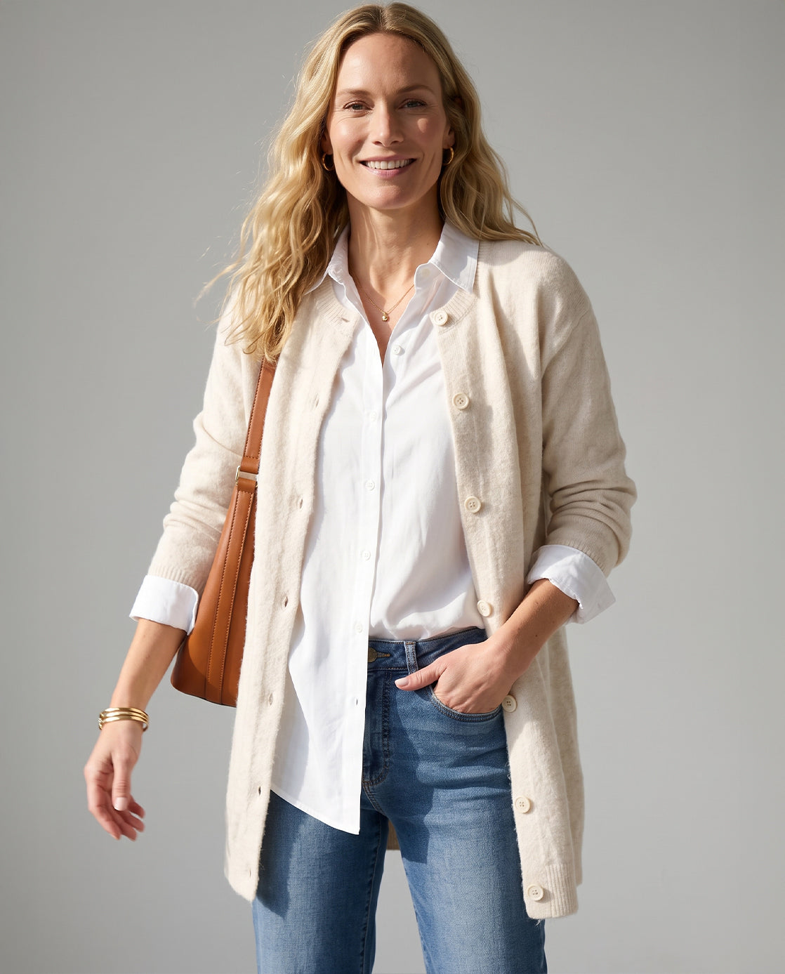 Veste Mara Longue | Ecru Melange